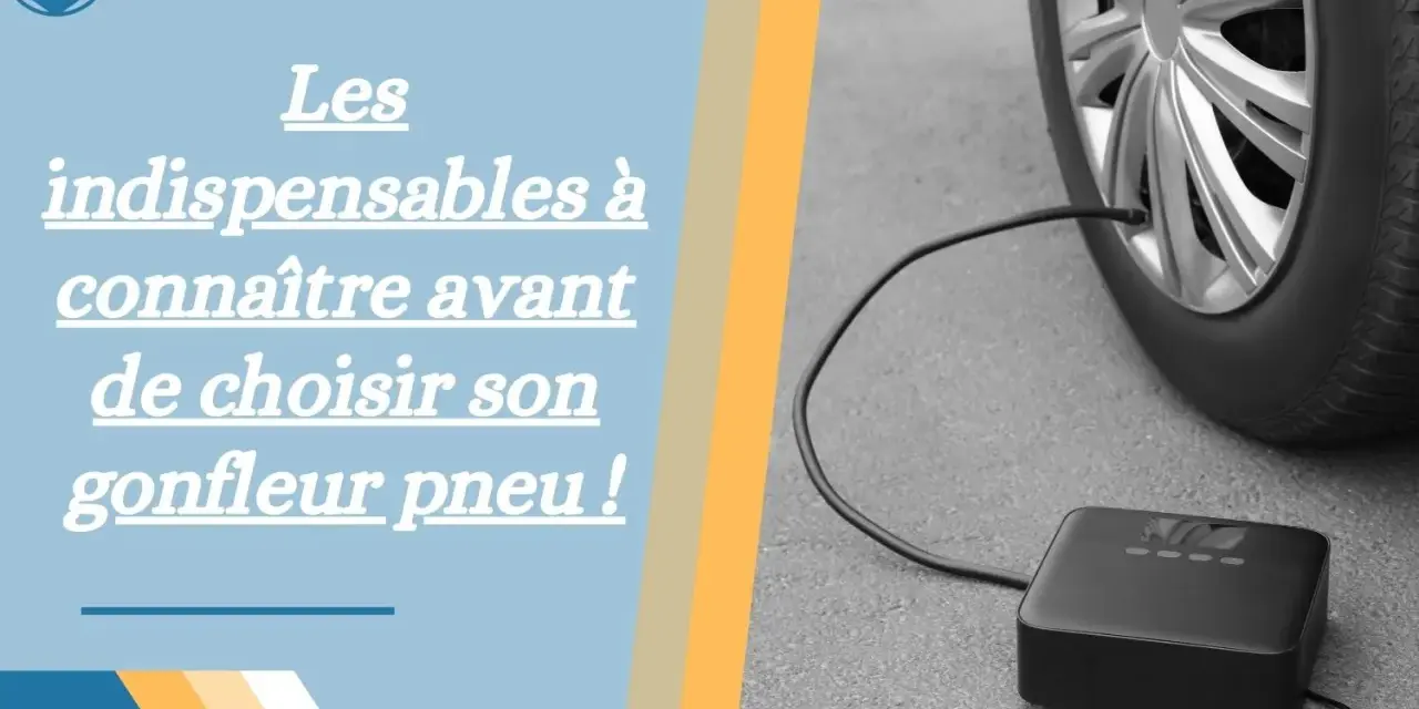 Gonfleur de pneu noir connecté à une roue de voiture sur fond gris.