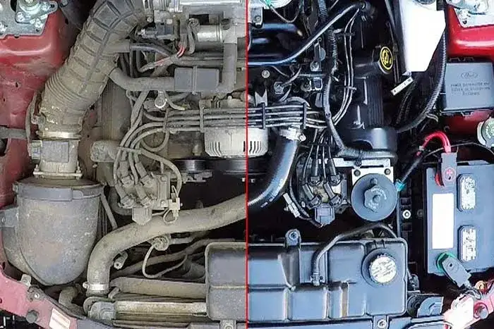 moteur essence moderne propre dans un compartiment moteur